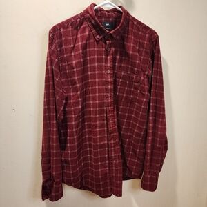 Obey Men's Red Plaid Cotton Long Sleeves Shirt size M